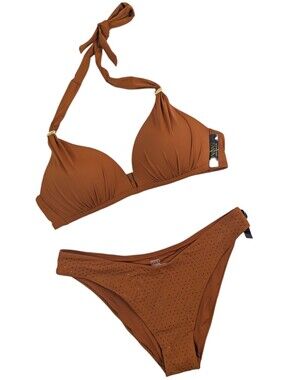 NWT Victoria's Secret Apple Cinnamon Diamante Bikini Set Push-Up Brazilian Sz XL